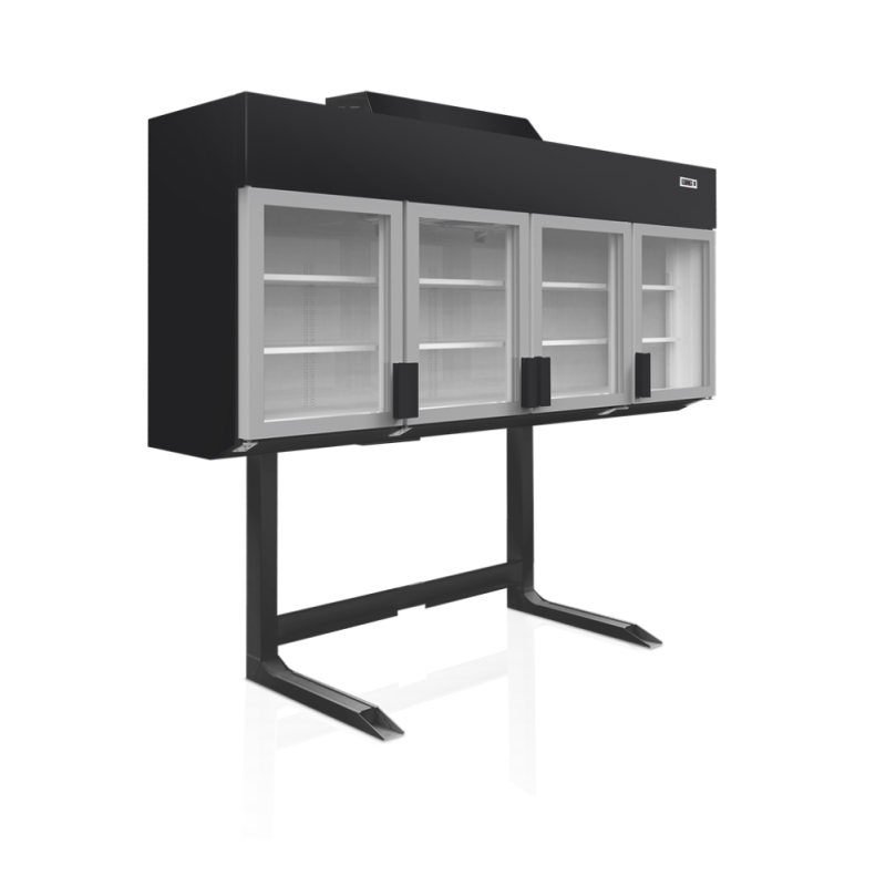 Profesionalni crni zidni zamrzivač 650L TEFCOLD - 4 staklena vrata