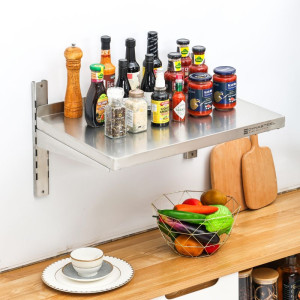 Stainless Steel Wall Shelf on Brackets - L 600 x D 400 mm - Dynasteel