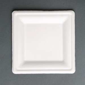Tanjuri kvadratnog oblika od kompostabilne bagasse 159mm - Paket od 50