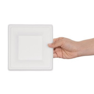 Tanjuri kvadratnog oblika od kompostabilne bagasse 159mm - Paket od 50