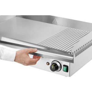 Ploča za roštilj profesionalna HENDI | Rebrasta i glatka - Nehrđajući čelik