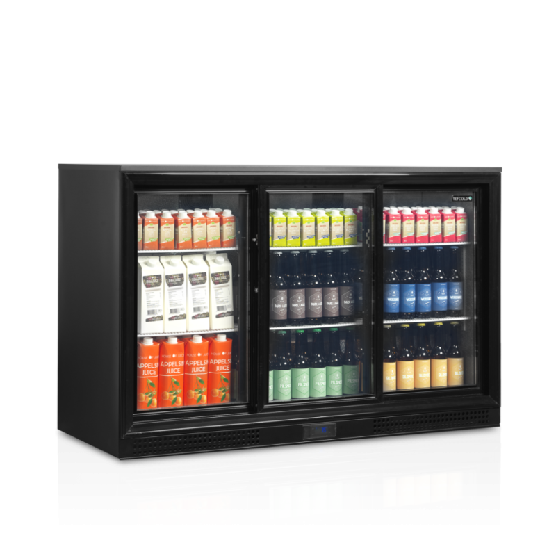 Hladnjak za stražnji bar s 3 klizna staklena vrata - 278 L od TEFCOLD-a: Učinkovito pohranite zahvaljujući njegovim kliznim stak