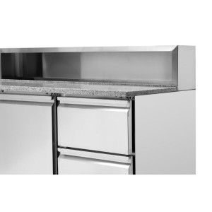 Hladnjak za pizzu s inox krovom 8 x GN1/6 - 2 vrata i 2 ladice - Dynasteel