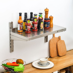 Zidna polica od nehrđajućeg čelika na nosačima - L 800 x P 300 mm - Dynasteel