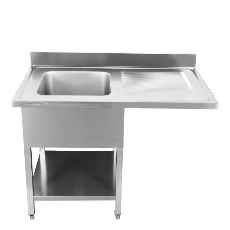 Plonge s Passage Lave-Vaisselle, Dosseret et Etagère - 1200 x 700 - Egouttoir à Droite - Dynasteel