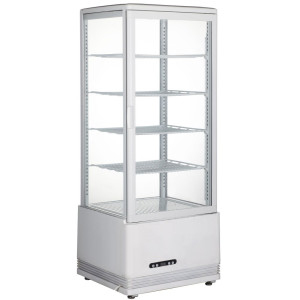 White Refrigerated Display Case with 4 Glass Sides - 98 liters