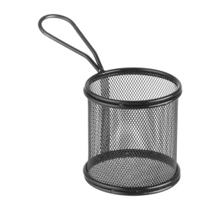Mala crna minijaturna košarica za pomfrit - 90 x 90 mm