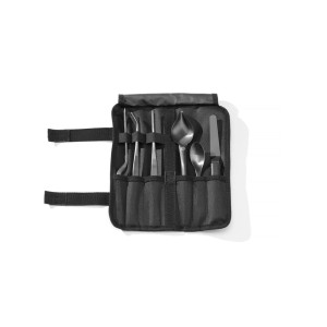 Set od 6 crnih kuharskih alata HENDI | Ergonomska inox čelična i crna prevlaka | Idealno za posluživanje jela, kolača