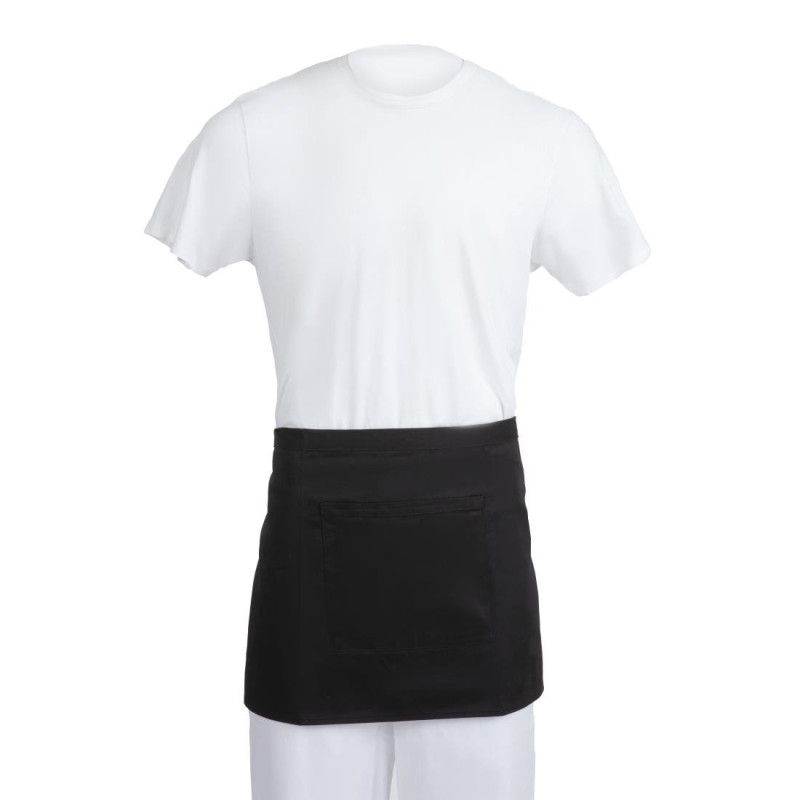 Crna kratka pregača za konobare od polikotona 373 x 750 mm - Whites Chefs Clothing - Fourniresto