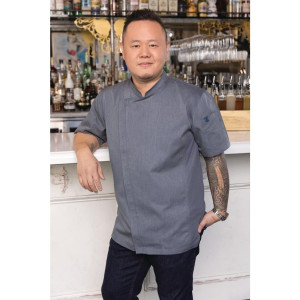 Kuharska jakna s kratkim rukavima s patentnim zatvaračem u boji tamnoplave - Veličina M - Chef Works - Fourniresto