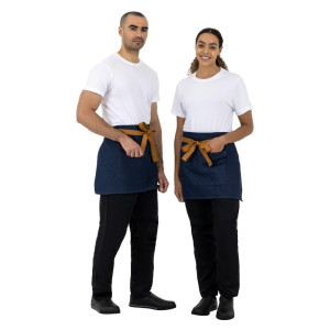 Pregača za konobara od plavog trapera s oker remenom od pamuka 700 x 430 mm - Whites Chefs Clothing - Fourniresto