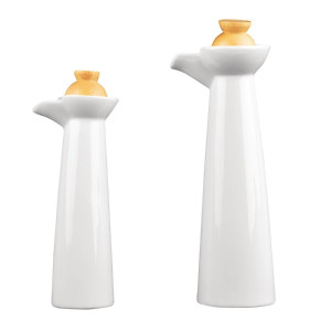 Bočica ulja i bijelog octa s držačem od drveta i čepovima - Olympia - Fourniresto