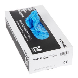 Rukavice za hranu od nepraškastog vinila, plave boje, veličina M - paket od 100 komada - Vogue - Fourniresto