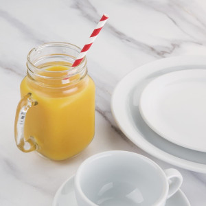 Slamke od kompostabilnog papira crveno-bijele boje 210mm - Paket od 250 - Fiesta Green - Fourniresto