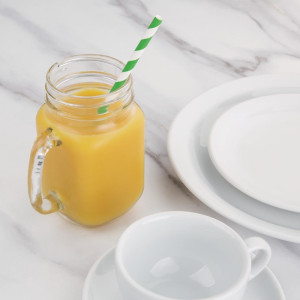 Slamke od kompostabilnog papira s prugama u zelenoj i bijeloj boji 210mm - Paket od 250 - Fiesta Green - Fourniresto