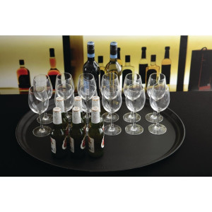 Pladanj za posluživanje ovalnog oblika od fiberglasa s protukliznom površinom Camtread crne boje - Cambro - Fourniresto