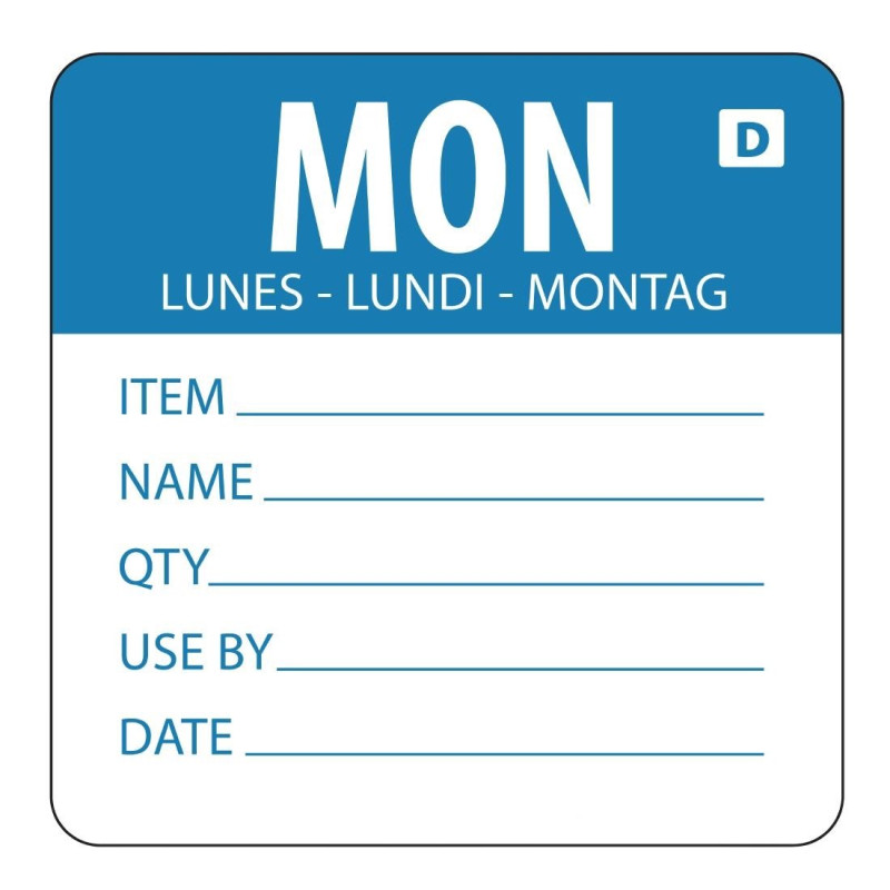 Oznake topljive u vodi Dan u tjednu Ponedjeljak - Rolna od 250 - Vogue