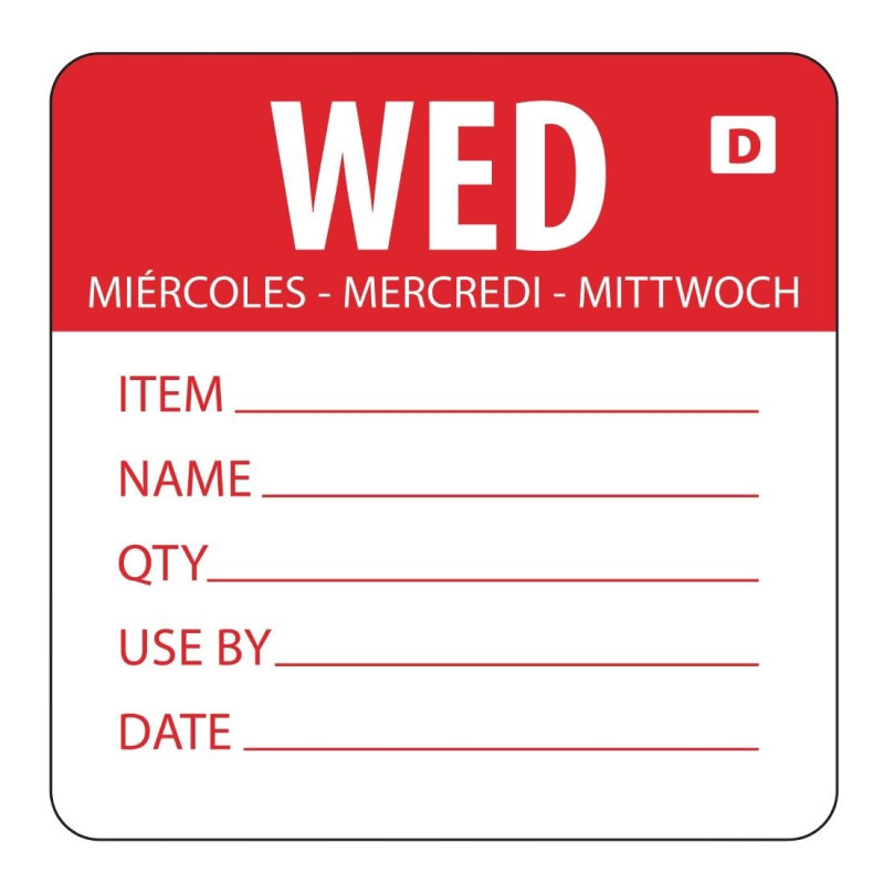 Oznake topljive u vodi Dan u tjednu Srijeda - Rolna od 250 - Vogue