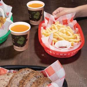 Set od 6 ovalnih košara za hranu od crvenog polipropilena - Marka Olympia