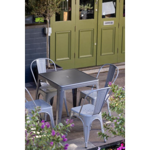 Kvadratni stol od sivog metaliziranog čelika - Š 668 x D 668 mm - Bolero