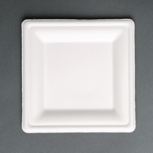 Tanjuri kvadratnog oblika od kompostabilne bagasse 159mm - Paket od 50