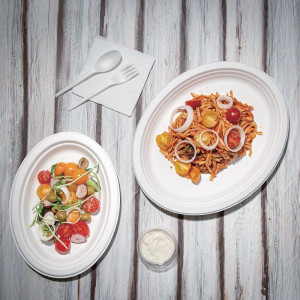 Ovalni kompostabilni tanjuri od bagase 316mm - Paket od 50 komada, Brza dostava, Visoka kvaliteta