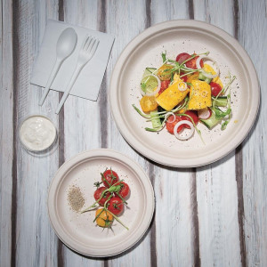 Okrugli biorazgradivi tanjuri od prirodne bagasne - Paket od 50 komada, 260mm