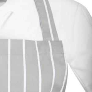 Gray and White Striped Bib Apron - Whites Chefs Clothing
