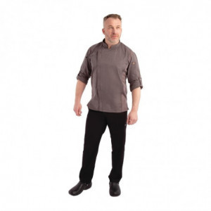 Kuharska jakna s dvosmjernim patentnim zatvaračem u sivoj grafitnoj boji Hartford - Veličina L - Chef Works - Fourniresto