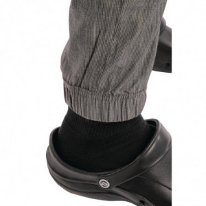 Hlače za kuhanje Jogger s tankim crnim i bijelim prugama - Veličina L - Chef Works - Fourniresto