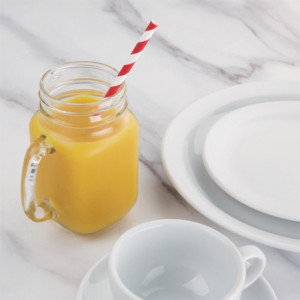 Slamke od kompostabilnog papira crveno-bijele boje 210mm - Paket od 250 - Fiesta Green - Fourniresto