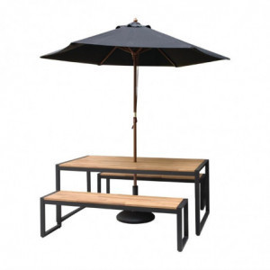 Industrijske klupe od čelika i acaija 160 cm - Set od 2 - Bolero - Fourniresto