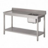 Stol za posuđe od nehrđajućeg čelika s sudoperom s desne strane, stražnjom pločom i donjom policom - Š 1000 x D 700 mm - Gastro 