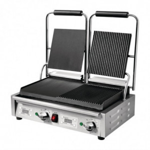 Roštilj s dvostrukim kontaktom, glatka površina lijevo/utorana površina desno - Buffalo