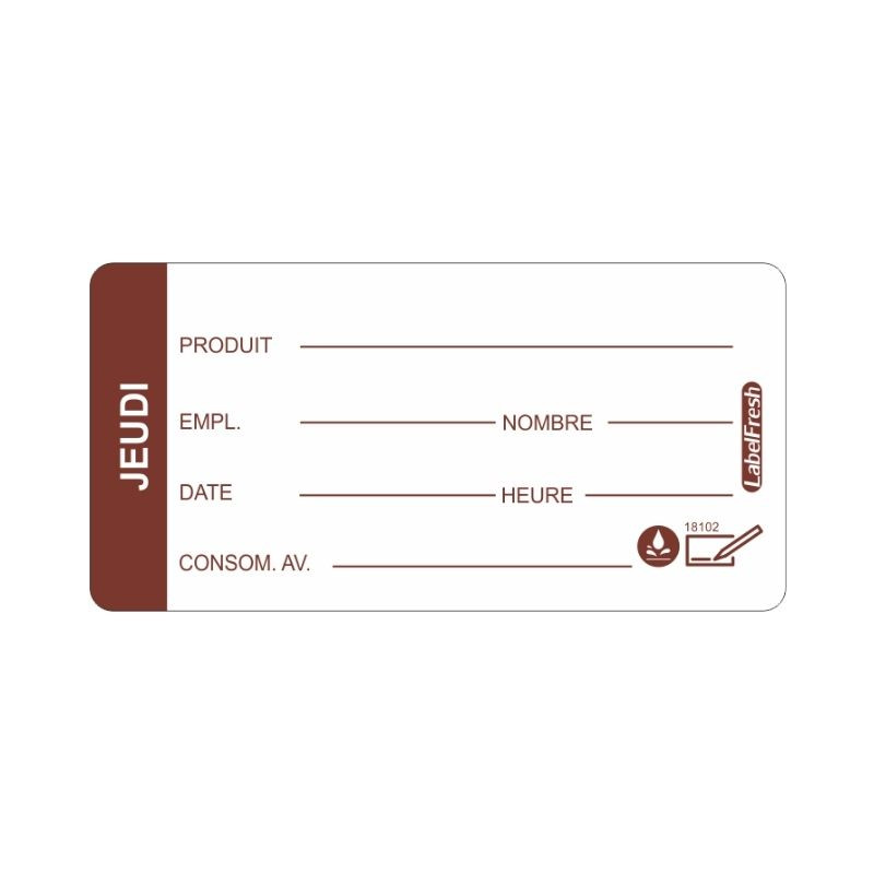 Oznaka za praćenje LabelFresh Soluble Pro - Četvrtak - 60 x 30 mm - Paket od 250 - LabelFresh