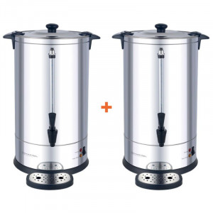 Pack of 2 Professional Coffee Percolators 7 L with Permanent Filter - 48 Cups - Dynasteel