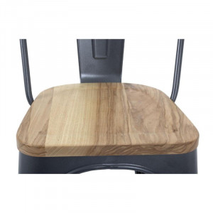 Stolice od čelika s drvenim sjedištem - metalik siva boja - set od 4 - Bolero