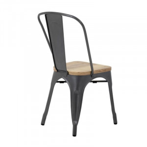 Stolice od čelika s drvenim sjedištem - metalik siva boja - set od 4 - Bolero