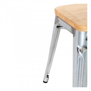 Stolice Bistro s niskim čeličnim nogama i drvenim sjedalom - set od 4 - Bolero